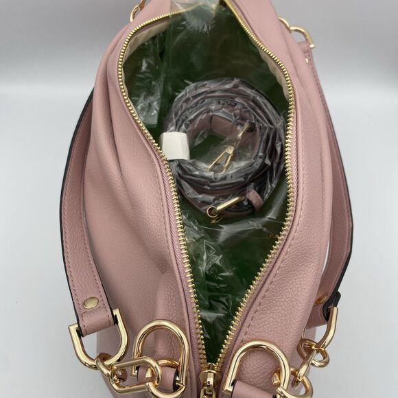 Mellow World Dusty Rose Gold Zipper Tote Bag Purse Vegan Leather New With Tag - Picture 8 of 11